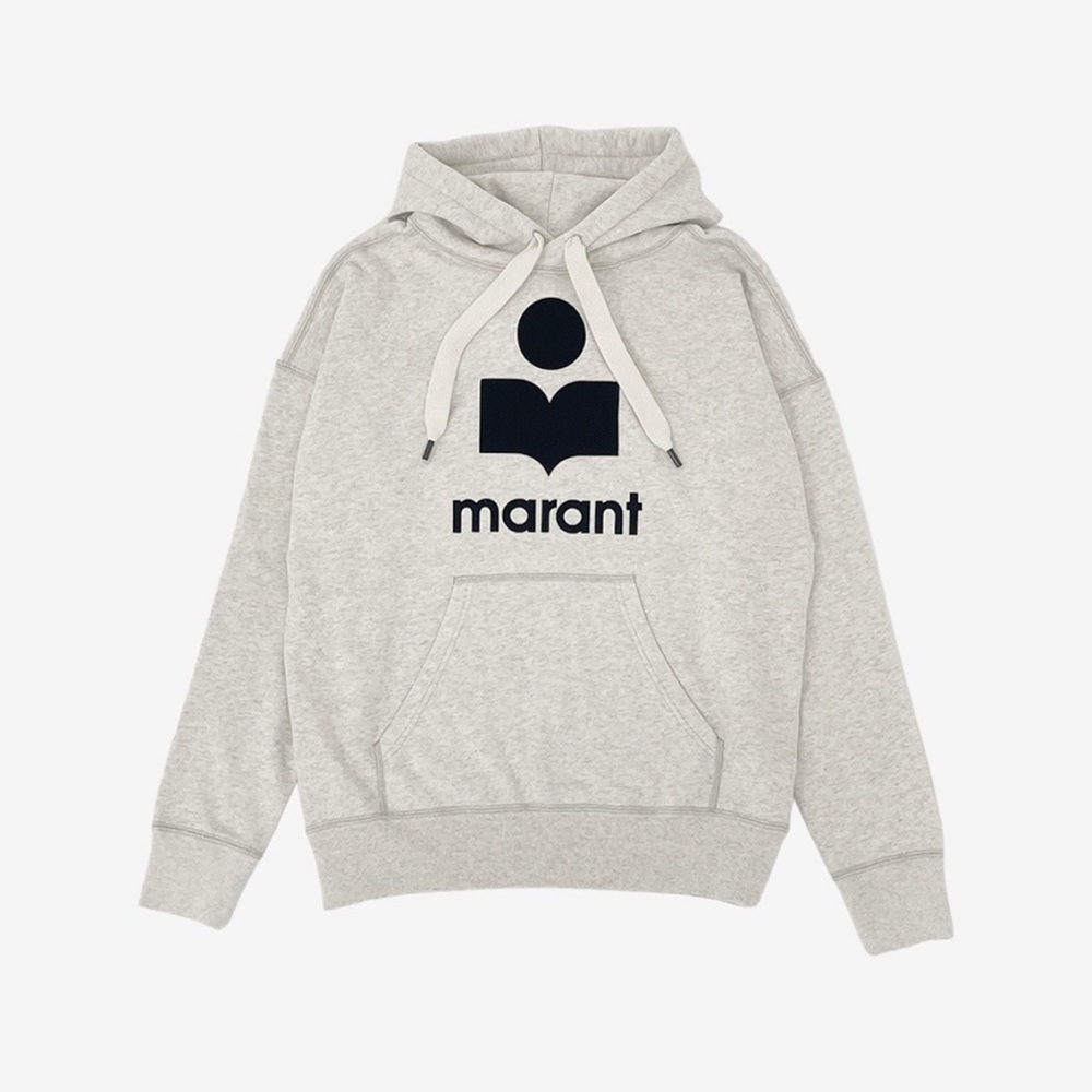 Isabel Marant Light Gray Hoodie with Black Logo